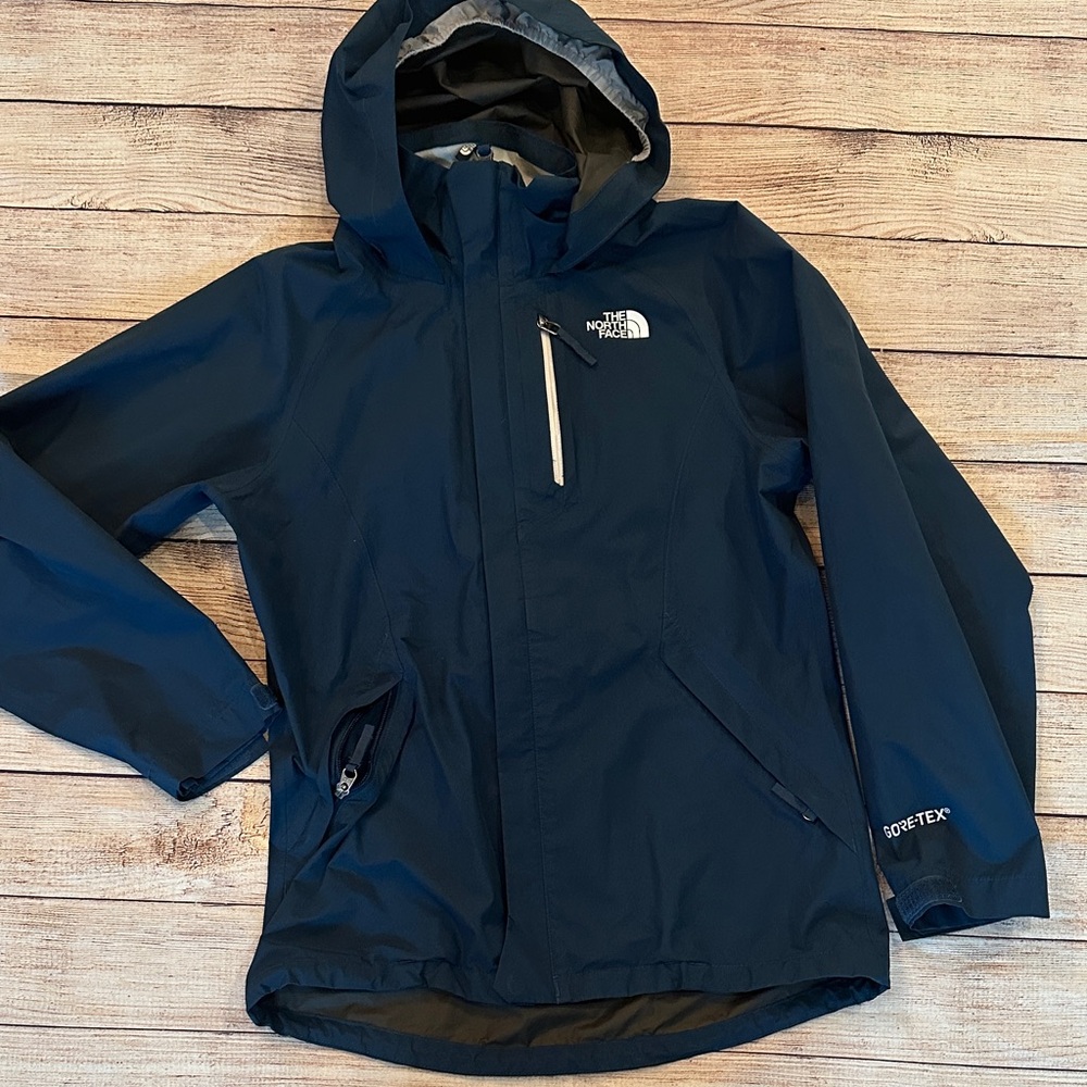 The North Face Navy Hooded Rain Jacket Girls Large